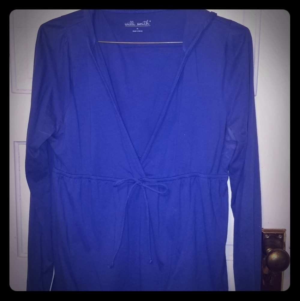 Jersey hoodie that drawstring below bustline